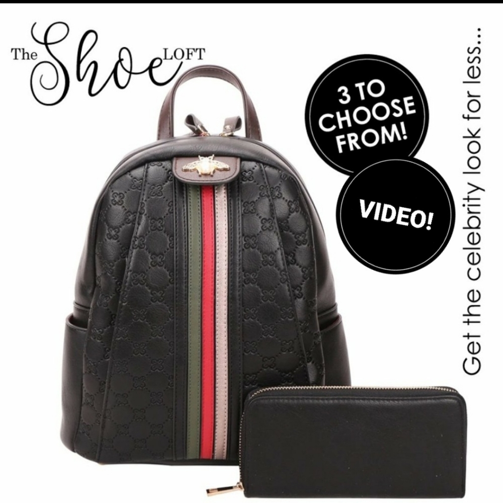 Quilted Bee Striped Backpack and Wallet Set